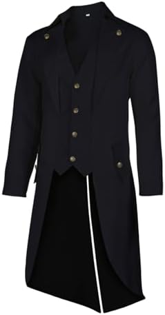 Mens Steampunk Pirate Tailcoat Jacket Gothic Victorian Tailcoat Renaissance Vintage Coat Halloween Costume