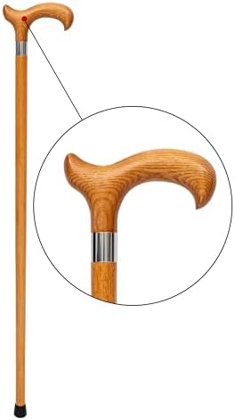 Dr. Watson Classic Derby Walking Cane – Handcrafted Ash Wood Cane with Polished Stainless Steel Collar