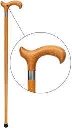 Dr. Watson Classic Derby Walking Cane – Handcrafted Ash Wood Cane with Polished Stainless Steel Collar