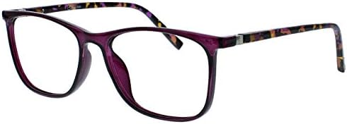 OPULIZE ARC Large Reading glasses for Women Men,Scratch Resistant Rectangular frame with Spring Hinges, Purple With Hand Finished Translucent Pattern Arms +2 (Pack of 1)