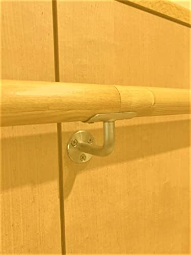 Wall Handrail 16 FT Long 2.0" Diameter Round Solid Wood Stair Handrail Bar, Anti-Slip Wall Safety Handrails for Elderly, Handrailing Indoor Corridor Attic Support Rod for Stairway, Lofts, Stairs Gold