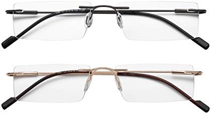 Success Eyewear Reading Glasses 2 Pair Rimless Ultra Lightweight Readers for Men and Women