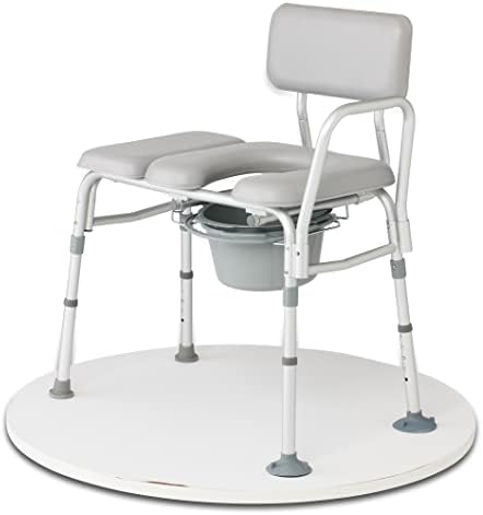 Medline Padded Combination Transfer Bench and Commode, 400 lb. Capacity - Essential Bathroom Aid for Elderly and Disabled
