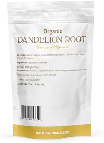 Organic Dandelion Root Cut & Sifted, 4 Ounces (Taraxacum officinale) USDA Certified | Resealable Pouch| Packaged in The USA
