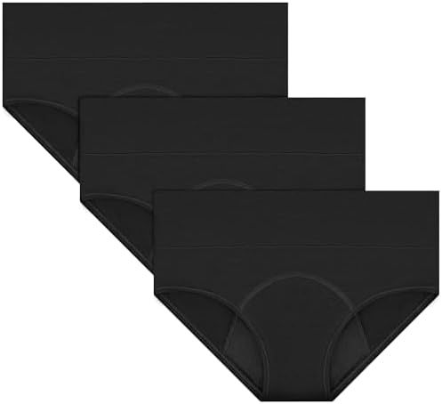 Period Underwear for Women High Waisted Leakproof Menstrual Panties Heavy Flow Absorbent Postpartum Briefs 3 Pack
