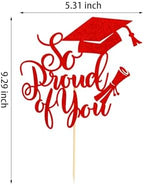 1Pc So Proud of You Cake Topper Congrats Grad 2026 Graduation Party Cake Decorations Graduation Cake Topper for Senior High School Graduation Party Decorations - Red Glitter