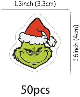 50 PCS Edible Christmas Cupcake Toppers Green Monster Man Cake Toppers Wafer Paper Christmas Birthday Decorations for Edible Merry Xmas Theme Baby Shower Birthday Party Cake Decorations Supplies