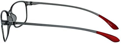OPULIZE ICE Reading glasses for Women Men,Scratch Resistant Rectangular frame with Spring Hinges, Crystal Grey,Crystal Dark Red +2.5 (Pack of 2)