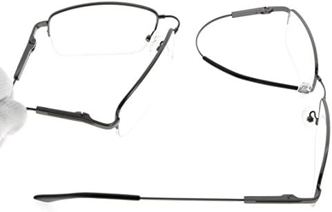 Eyekepper Computer Reading Glasses-Better Sleep Readers-97% Blue Light Blocking-Memory Titanium Half-Rim Men, Dark Orange Tinted Lens(Gunmetal, 2.00)