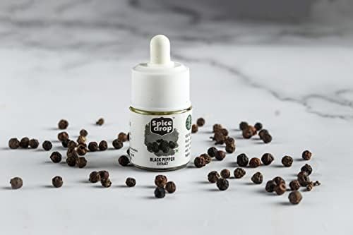 Spice Drop Black Pepper Natural Spice Extract For Soups, Dishes, and Beverages | Authentic Taste | Made From Peppercorns | 5ml (180 Drops equivalent to 40 grams powder) | Vegan | Natural Herbs Extract | Non-GMO