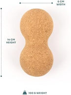 Myga - Cork Peanut Lacrosse Ball Muscle Roller Self Massager for Myofascial Release, Trigger Point Therapy and Deep Tissue Massage - 5.51" x 2.36"