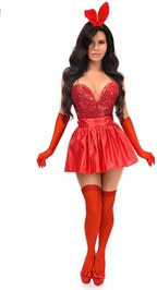 Top Drawer 5 PC Premium Red Bunny Corset Costume (Small)
