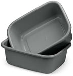 DecorRack 2 Plastic Wash Basins, Large 10 Quart Graduated Bucket, Portable Washbasin for Washing, Cleaning, Foot Bath, Dishes, Face Cleansing Bowl, Gray (2 Pack)
