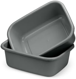 DecorRack 2 Plastic Wash Basins, Large 10 Quart Graduated Bucket, Portable Washbasin for Washing, Cleaning, Foot Bath, Dishes, Face Cleansing Bowl, Gray (2 Pack)