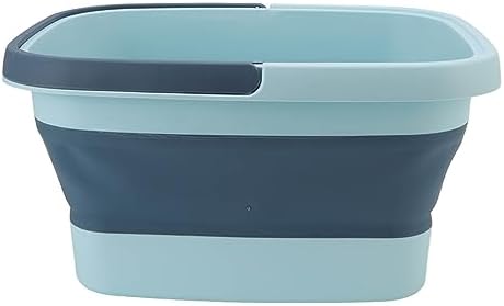 Asixxsix Foot Bath Basin, Collapsible Silicone Foldable Foot Soak Tub with Handle, Bump for Home Camping Hiking Outdoor Use (Blue)