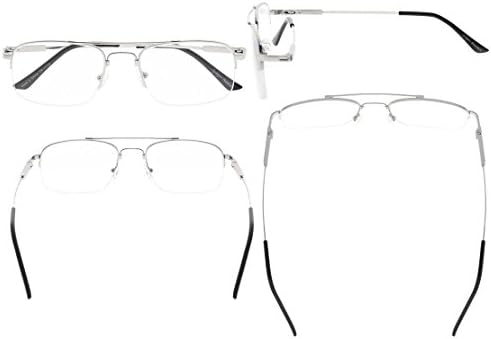 Eyekepper Half-Rim Womens Reading Glasses Memory Titanium Bendable Mens Readers (Silver,+0.50)