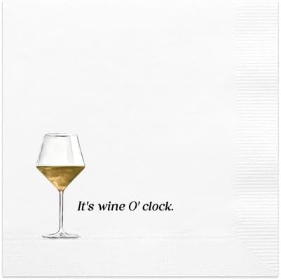 It's Wine O'Clock Cocktail Napkins, 3-Ply, Disposable Napkins, Full Color (20 Count)