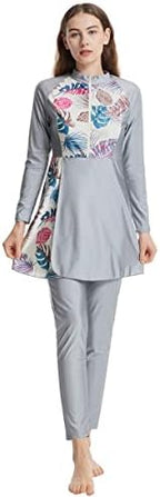 Womens Burkini Swimsuits Muslim Modest Swimwear Islamic Full Body Swimming Top Pants Hijab Long Sleeve Rash Guard