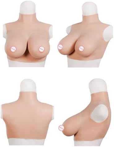 Silicone Breast Plate Forms Fake Boobs Breastplate High Collar Realistic Cosplay Drag Queen Transgender
