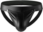 Men's See Through Sexy Mesh with Faux Leather Loose Shorts Pants Erotic Clubwear Button Removable Pouch