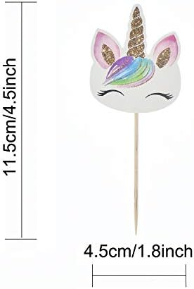 72 Pack Rainbow Unicorn Cupcake Toppers, Double Sided Unicorn Cupcake Toppers Glitter Pegasus for Cupcake Party , Wedding Decoration