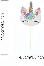 72 Pack Rainbow Unicorn Cupcake Toppers, Double Sided Unicorn Cupcake Toppers Glitter Pegasus for Cupcake Party , Wedding Decoration