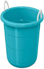 Life Story 8 Pack Open Storage Bucket, Round Plastic Container with Rope Handles, 17 Gallon, Teal