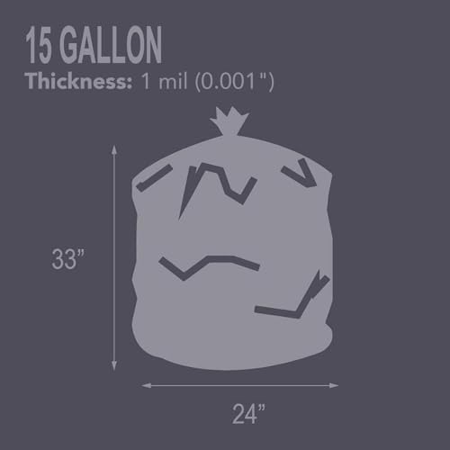 RESILIA Tall 15 Gallon Trash Bags - Clear Recycling 20 Bags/Roll, 1 Mil, 0.001 Inch Thick, 24x33 inches (WxH), MADE IN USA