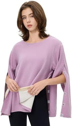Magnetic Fleece Long Sleeve Post Shoulder Surgery Shirts for Women Tear Away Adaptive Clothing Rotator Cuff Recovery Shirt