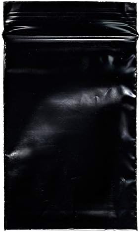 uGems 2" x 3" Black Resealable Bags – 100 Pack 2 Mil Plastic Storage Bags for Crafts, Jewelry, Office Supplies, Beads, and Small Items – sku: r23bk-100