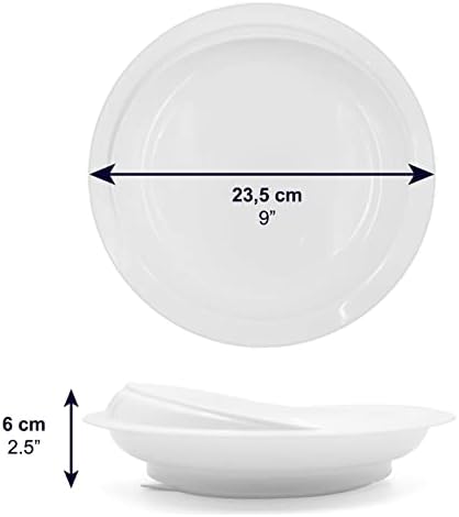 KMINA Spill-Proof Scoop Plate 9" (x1 Unit), Dish with Wall for Disabled, Handicapped, Elderly Adults with Special Needs, Parkinsons Aids, Non Skid Padded Bottom