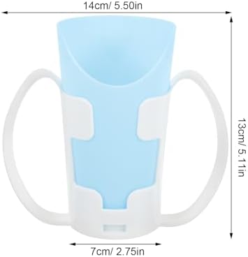 Choking-proof Elderly Water Cup with Blue Base, Unbreakable Liquid Feeding Cup for Disabled Patients and Bedridden Care, Spill-resistant Drinking Aid for Seniors and Maternity Use