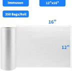 Clear Plastic Produce Bags on a Roll - 12"x16", 350 Bags per Roll - Ideal for Fruits, Vegetables, Meat, and Garbage