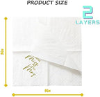 Bridal Shower Cocktail Napkins, 100 Pack Gold From Miss To Mrs Disposable Paper Napkins for Bridal Shower Engagement Wedding Bachelorette Table Decorations| 2-Ply, 5x5 Inches (From Miss To Mrs)