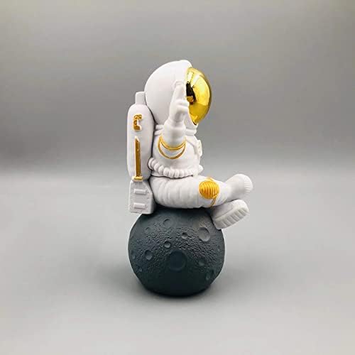 Figurine Astronaut Statue Spaceman Décor,Desktop & Tabletop Decorative Cute Mini Space Figure Ornament,Cake Toppers Decoration and Craft Gift(Gold and White Astronaut Figurine)