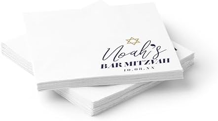 Infusion Personalized 2-Ply Paper Cocktail Napkins - Customizable for Jewish Bar/Bat Mitzvah Parties (Bar Mitzvah)