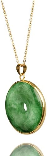 Green Jade "Good Fortune" Pendant Necklace, Natural Jade Agate Crystal Healing Handmade Good Luck Gift Jewelry