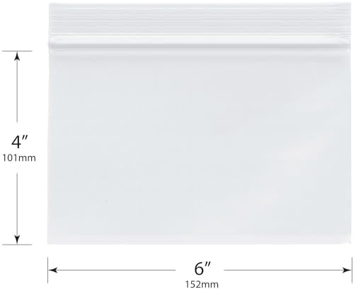 Plymor 6" x 4" (Pack of 200), 4 Mil Heavy Duty Zipper Reclosable Plastic Bags