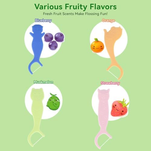 Kids Dental Flossers - Individually Wrapped Floss Picks, Fun Fruit Scents & Colorful Design, Ideal for Children Ages 3+ to Support Healthy Habits, 60 Count (Pack of 2)