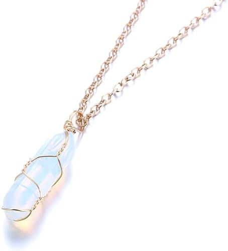 Halukakah Moonstone Necklace - LUNARLOVE - Handmade Platinum/18k Gold Plated Winding Tree of Life Wire, Natural Crystal Hexagonal Shape Pendant and 50cm Chain, Gift for Her