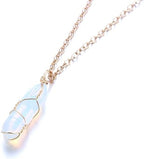 Halukakah Moonstone Necklace - LUNARLOVE - Handmade Platinum/18k Gold Plated Winding Tree of Life Wire, Natural Crystal Hexagonal Shape Pendant and 50cm Chain, Gift for Her