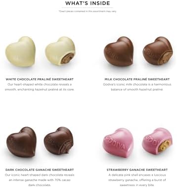Godiva Gold Heart Belgian Chocolate Box, Assorted Chocolates with Ganache and Pralinés, Elegant Valentine’s Day Gift for Her, 9 Pc