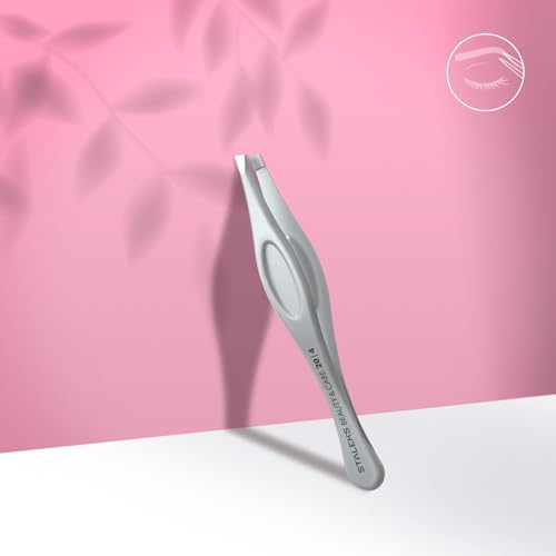 STALEKS BEAUTY & CARE 20 Type 4 Eyebrow Tweezers – Narrow Beveled Stainless Steel with Ergonomic Handles for Fine Brows & Home Use