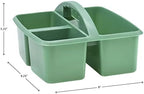 Teacher Created Resources Eucalyptus Green Portable Plastic Storage Caddy 6-Pack for Classrooms, Kids Room, and Office Organization, 3 Compartments