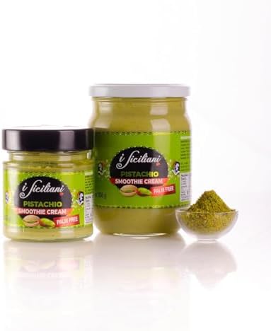 i Siciliani Pistachio Cream | Premium Italian Pistachio Spread 500g | Palm Free | Perfect for Pastry, Desserts & Baking | Made in Italy (Crunchy - Palm Free)