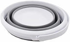 SAMMART 5.5L (1.4 Gallon) Collapsible Plastic Bucket with Handle - Foldable Round Tub - Portable Fishing Water Pail - Space Saving Outdoor Waterpot. (1, White/Grey)