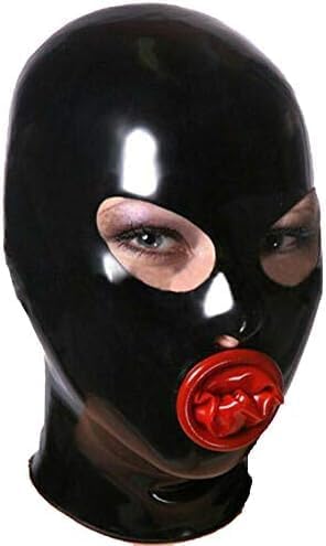 Latex Hood Mask Rubber Mouth with Inner Red Condom Asphyxia Mask Without Zipper