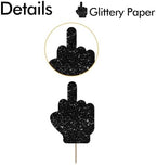 24PCS Middle Finger Cupcake Toppers, Divorce Party Cake Decorations, Funny Dessert Dessert Picks, Women Birthday Party Decoration - Black Glitter
