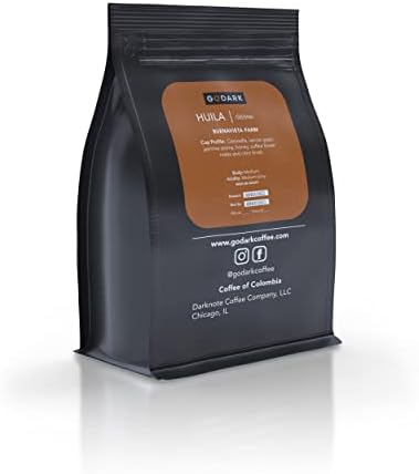 Colombian Geisha Coffee, Huila Region, Buenavista Farm, Medium Dark Roast, 12oz, 1 Bag, Whole Bean.
