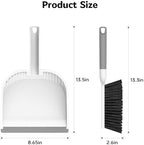SetSail Small Dustpan and Brush Set, Nesting Snap-On Handheld Broom and Dust Pan with Teeth Portable Broom and Dustpan Set Suitable for Desktop, Pets Care, Sofa, Camping, White
